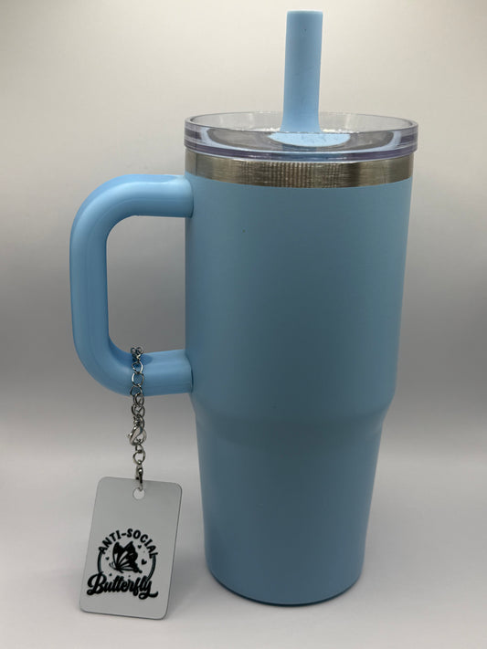 Rectangle charm for tumbler or bag - Antisocial butterfly