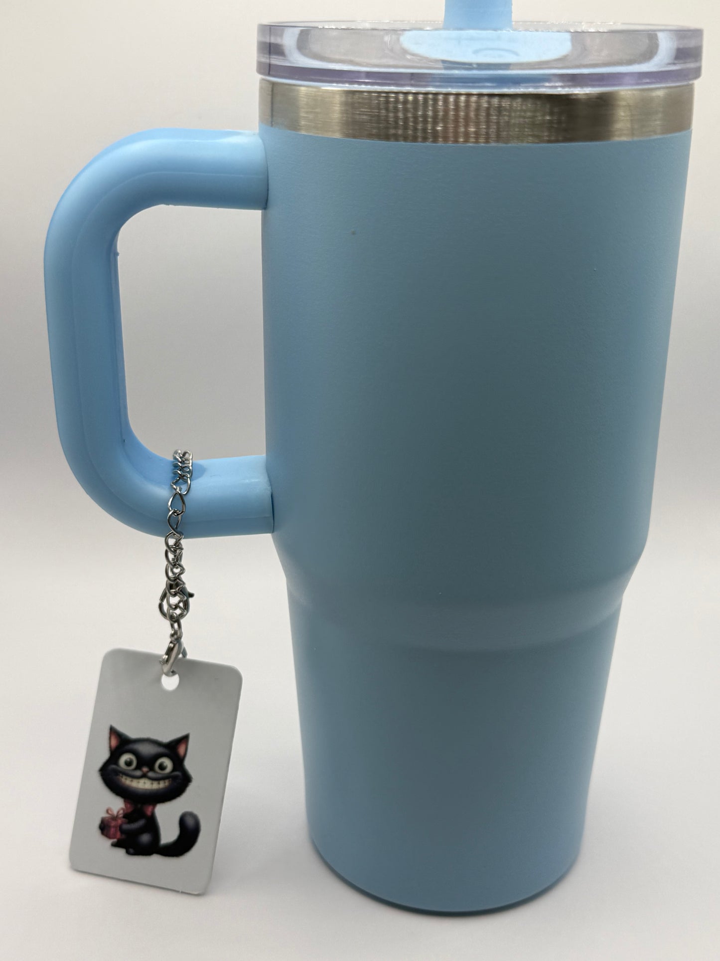 Rectangle charm for tumbler or bag - Grinning cat