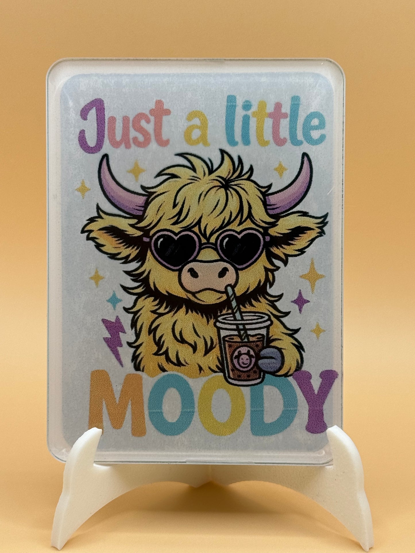 Just a little moody cow magnet 2 x 3