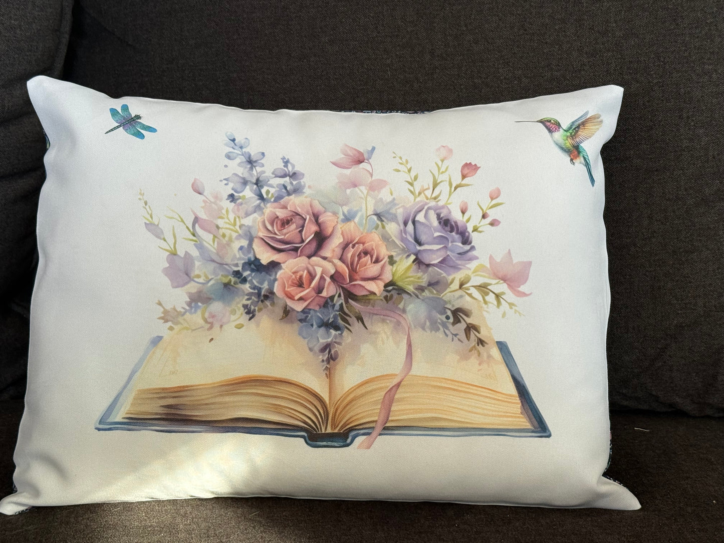 Open book floral pillow