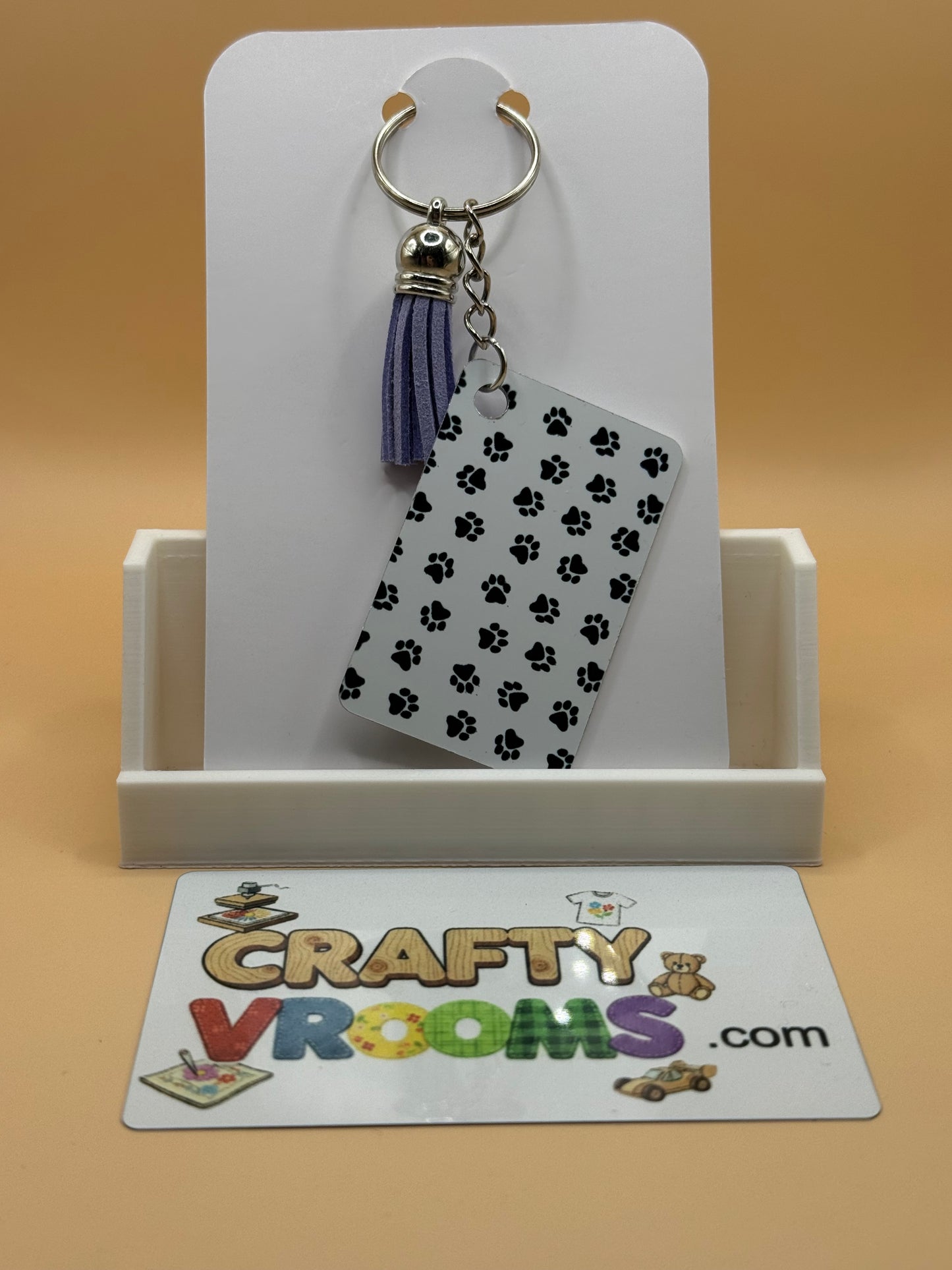 Rectangle keychain w/tassel - Shih Tzu