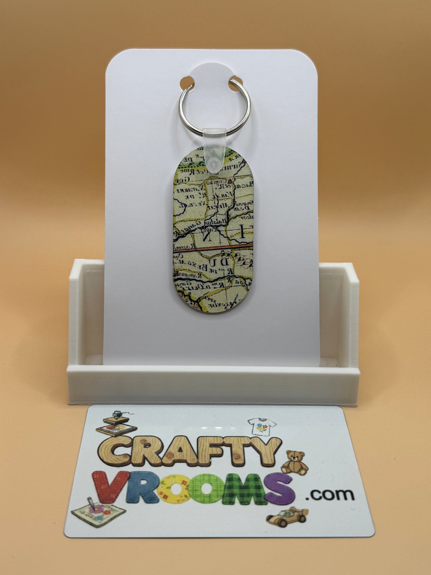 Oval keychain - Book lover orange floral