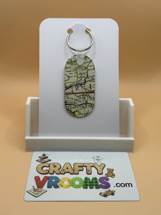 Oval keychain - Book lover orange floral