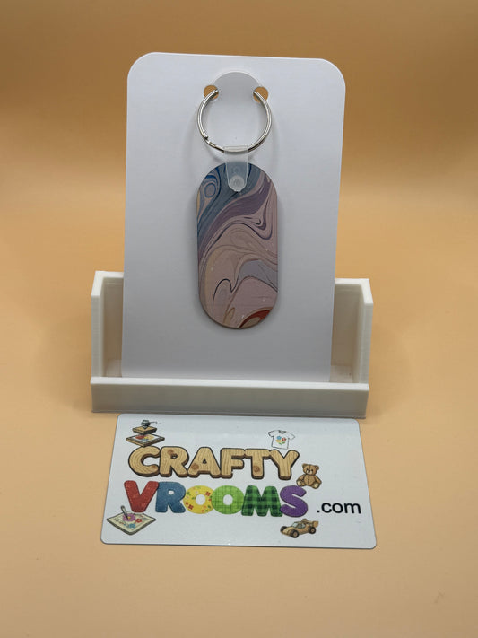 Oval keychain - Abstract blue/pink