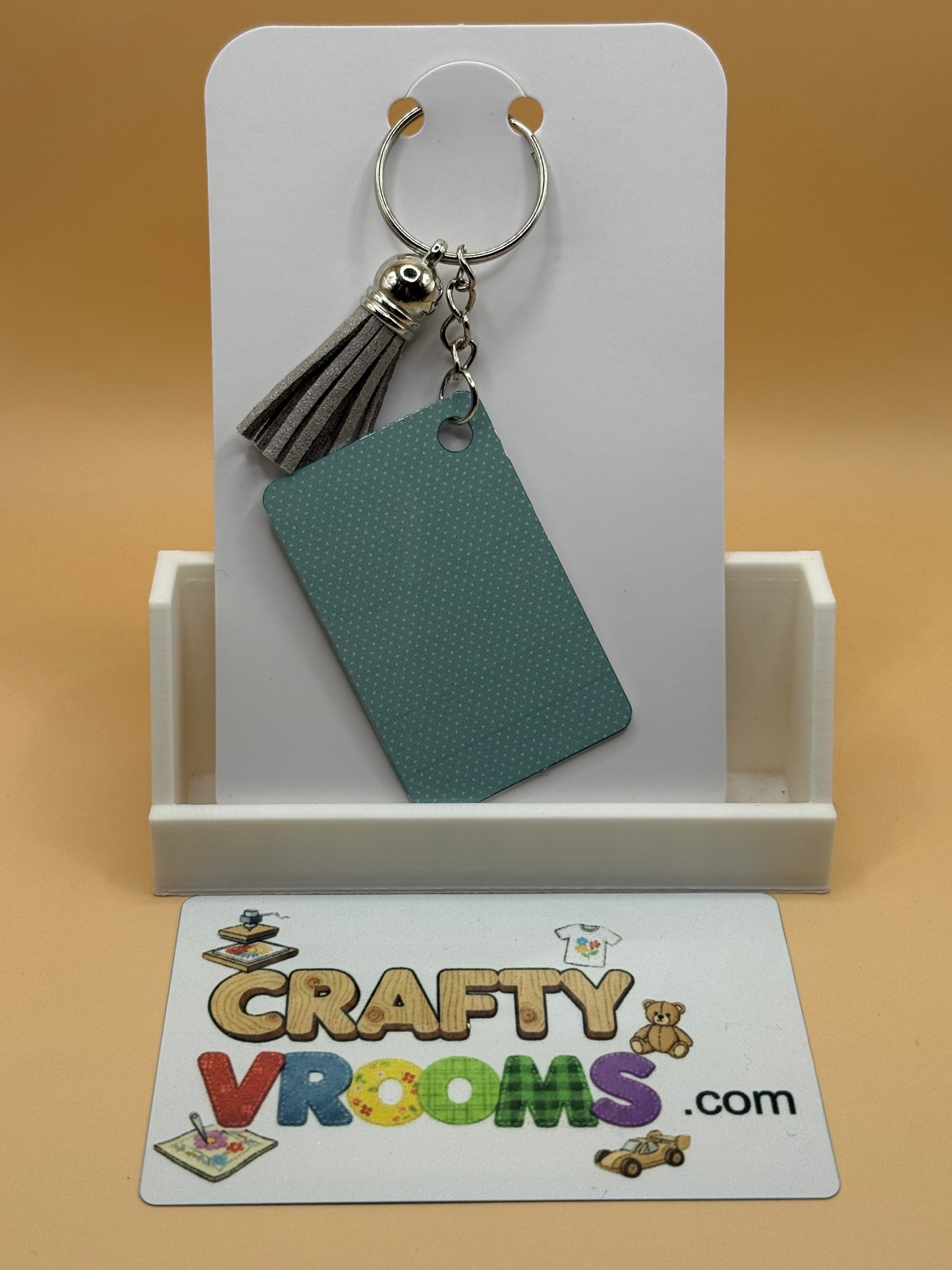 Rectangle keychain w/tassel - Academia moody bookshelf