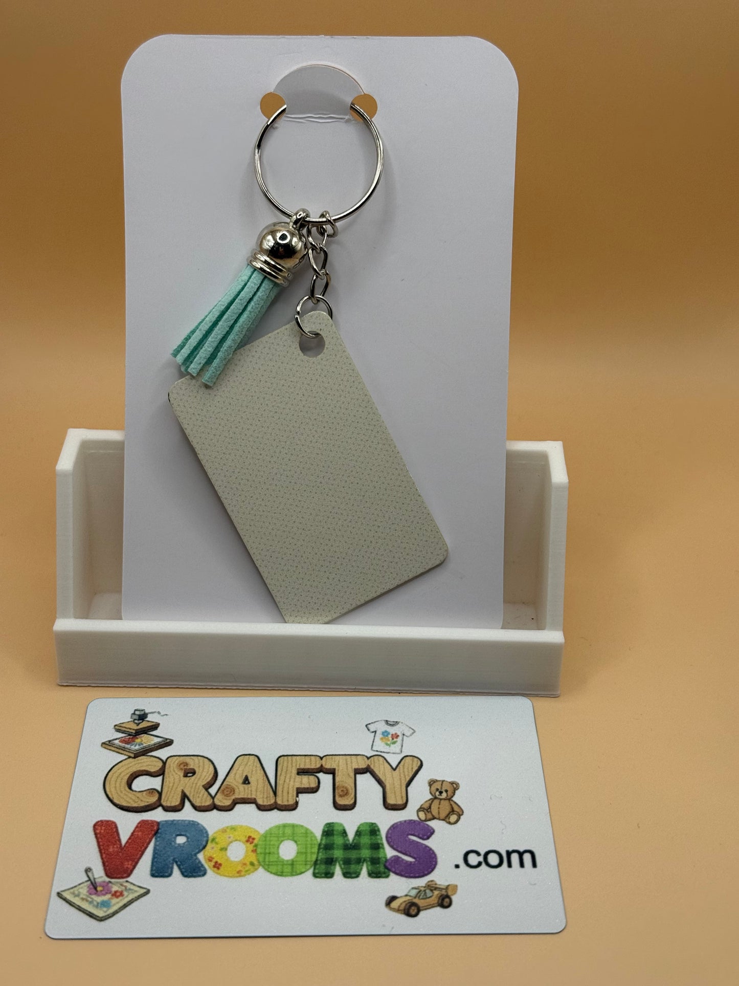 Rectangle keychain w/tassel - Academia owl