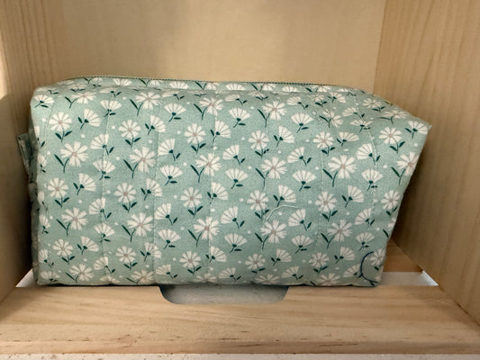 Medium sized travel cosmetic bag - Teal floral