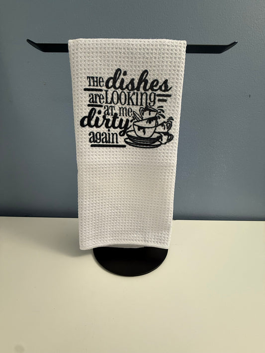 Dirty dishes towel