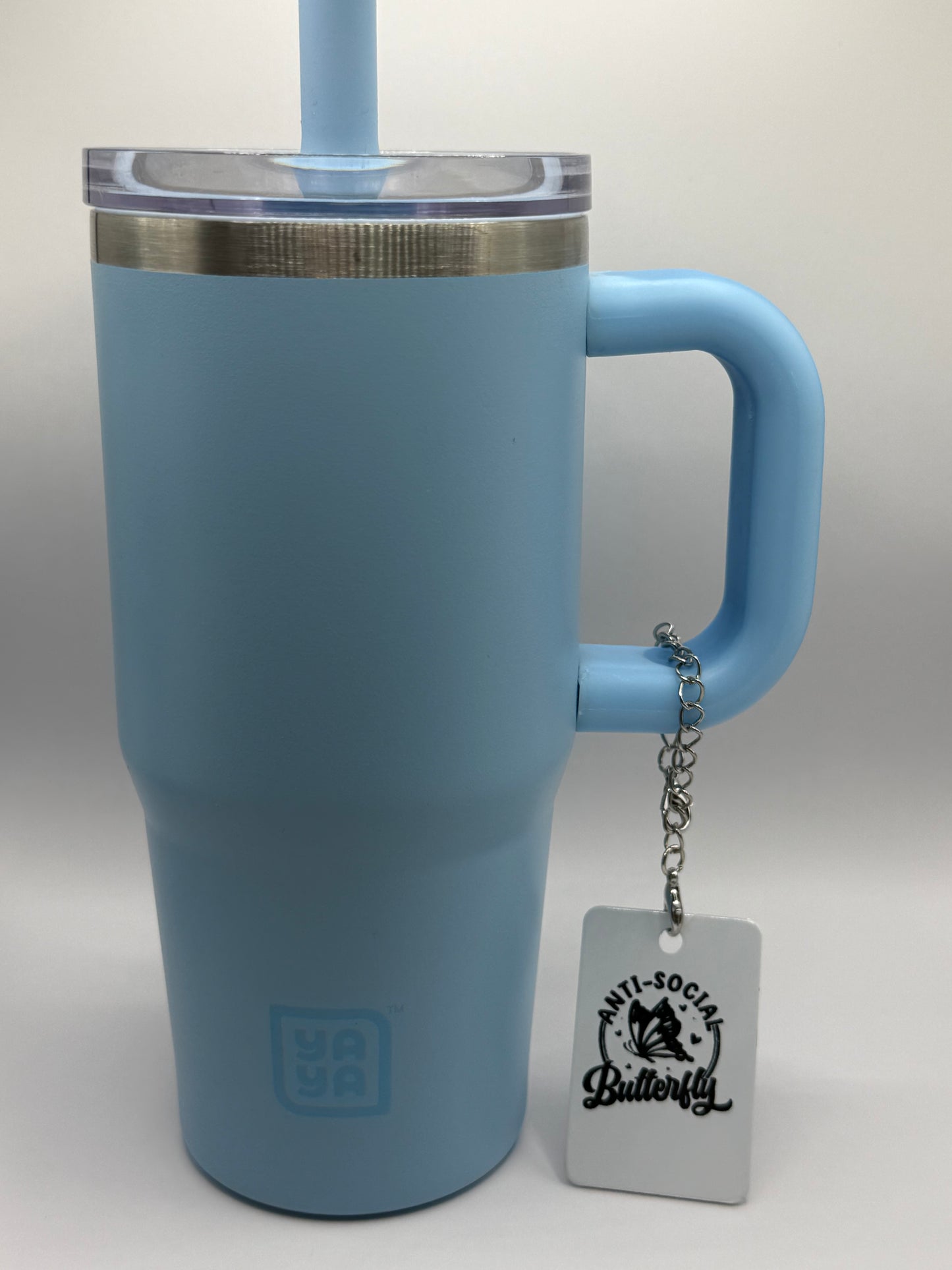 Rectangle charm for tumbler or bag - Antisocial butterfly