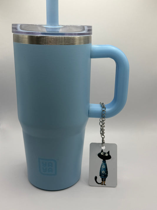 Rectangle charm for tumbler or bag - Black cat SWEATER