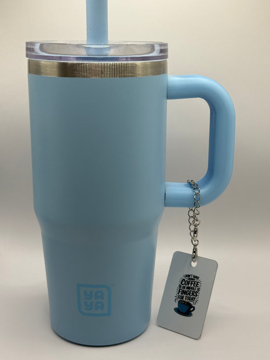 Rectangle charm for tumbler or bag - Coffee & middle fingers