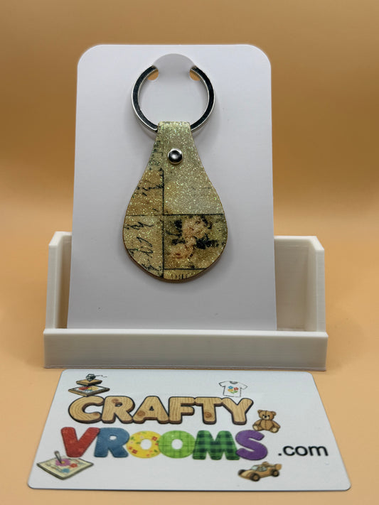 Leatherette keyholder - ivory patchwork