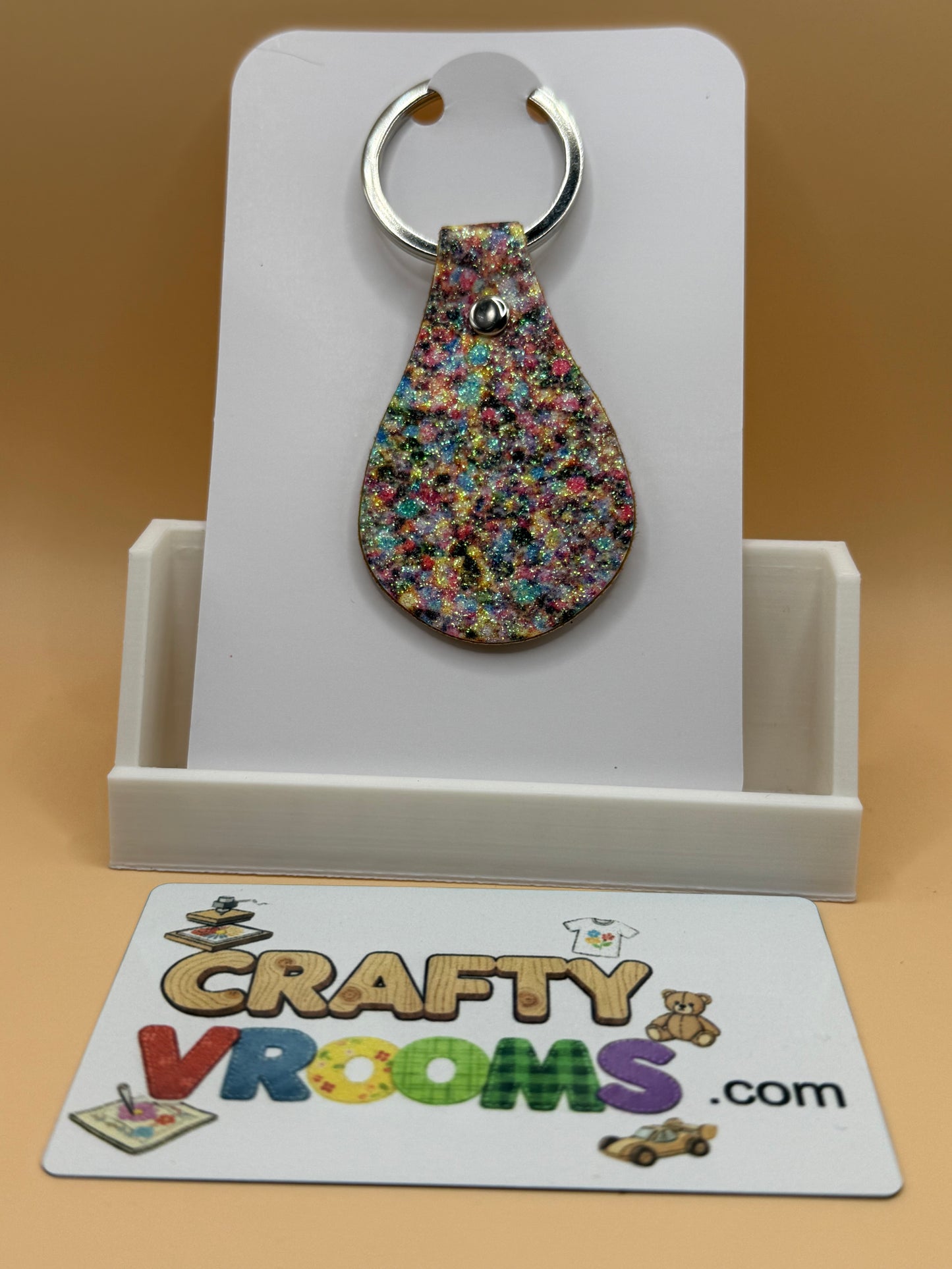 Leatherette keyholder - confetti glitter