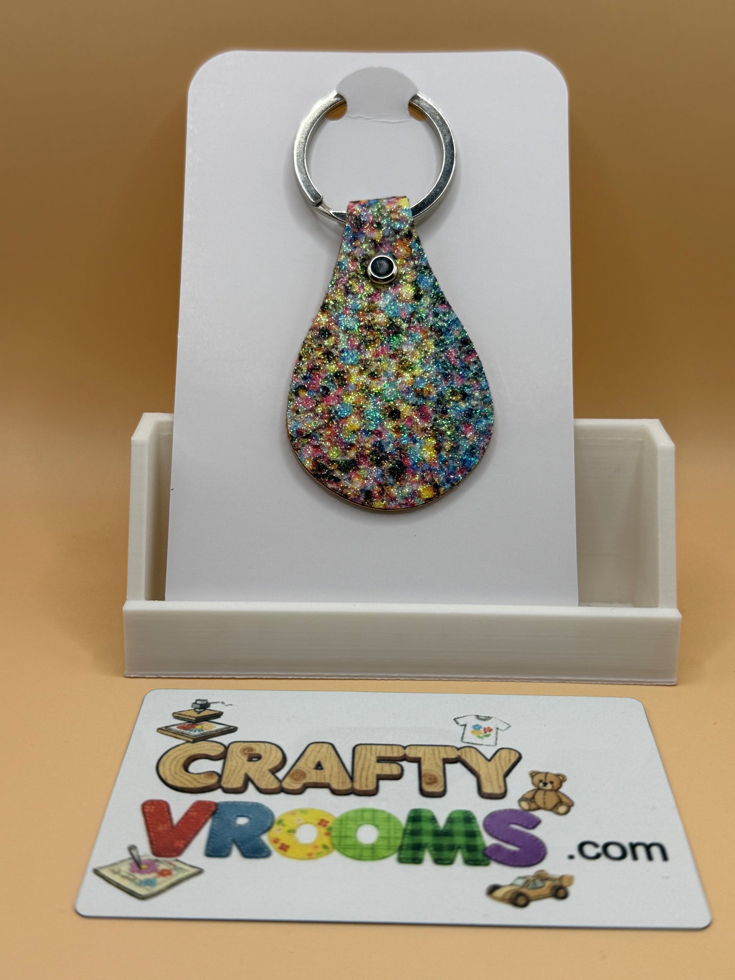 Leatherette keyholder - confetti blue