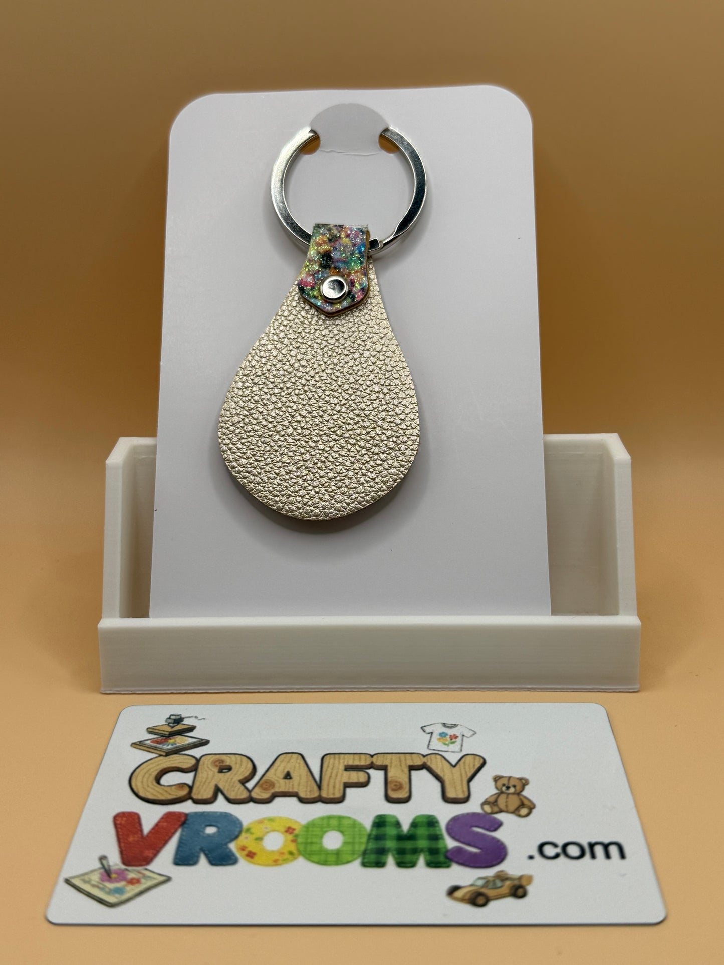 Leatherette keyholder - confetti blue