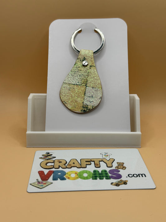 Leatherette keyholder - gold gllitter