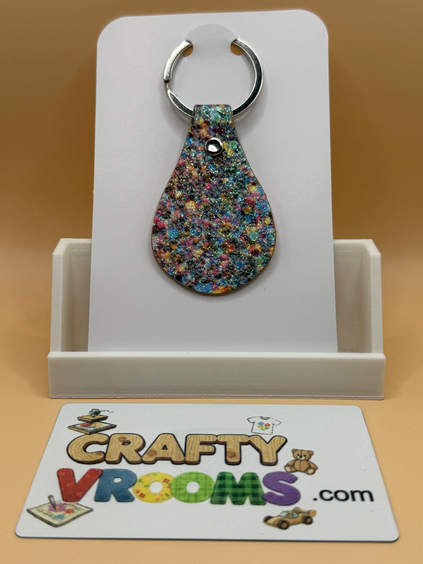 Leatherette keyholder - black gllitter