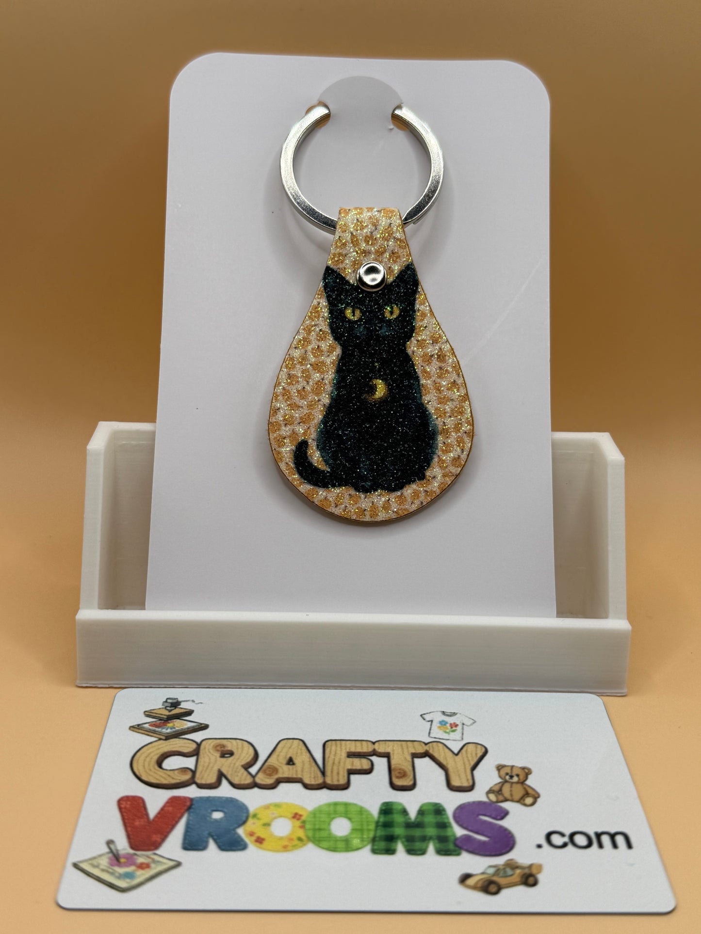 Leatherette keyholder - black cat