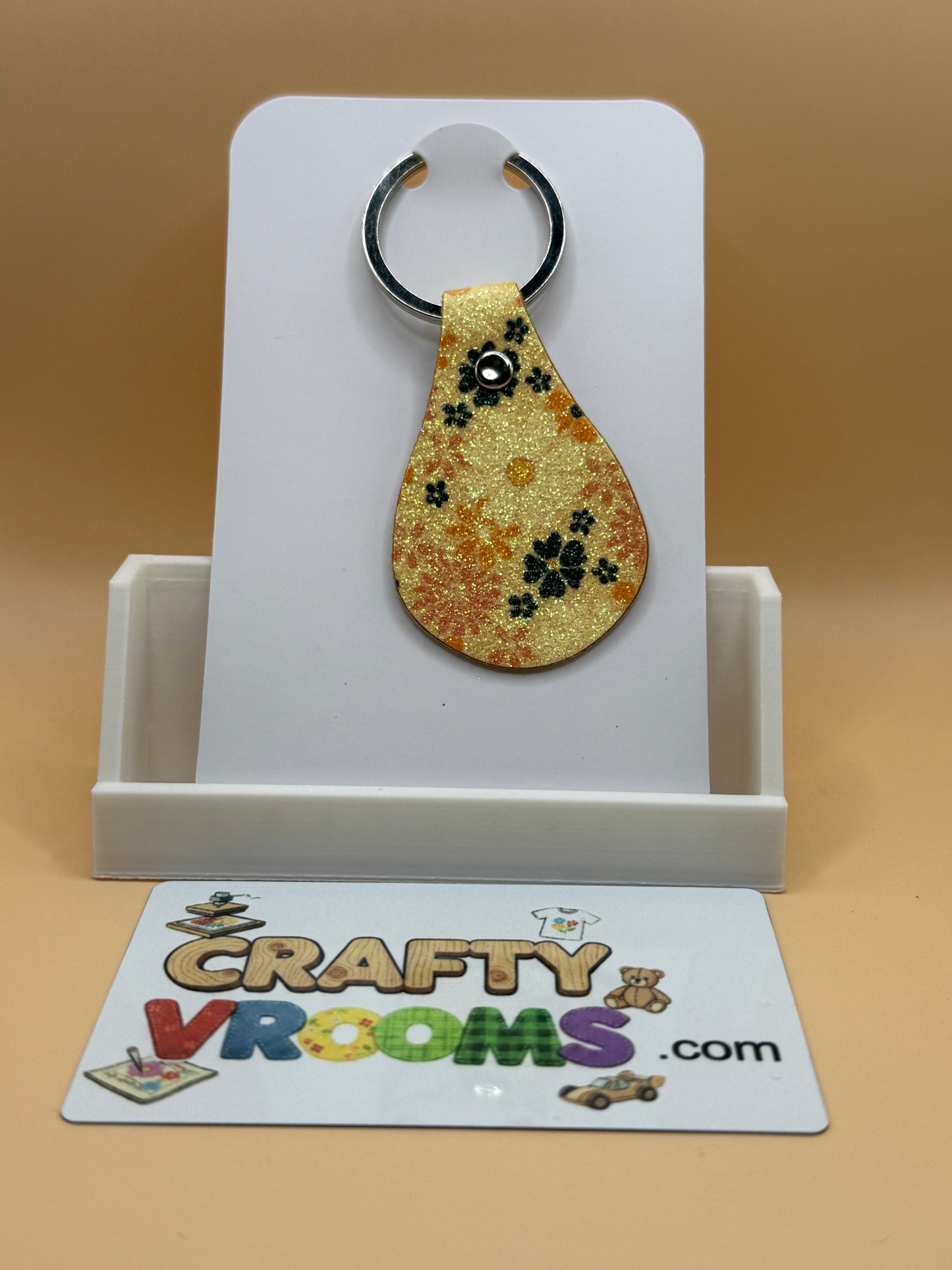 Leatherette keyholder - retro floral