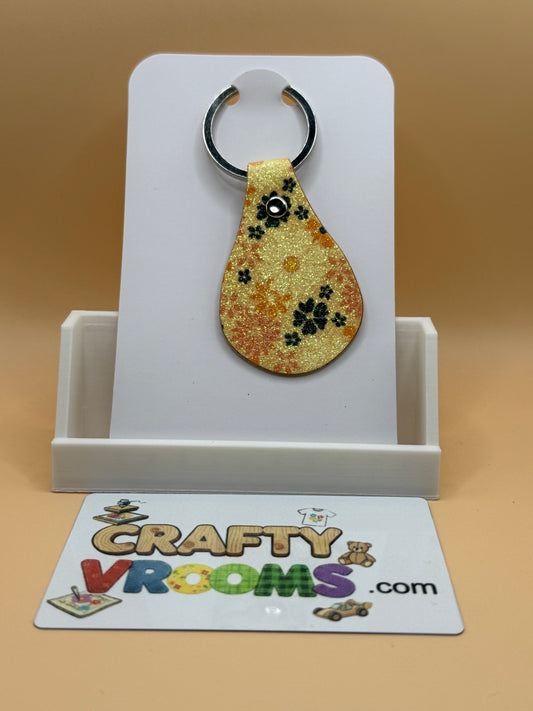 Leatherette keyholder - retro floral