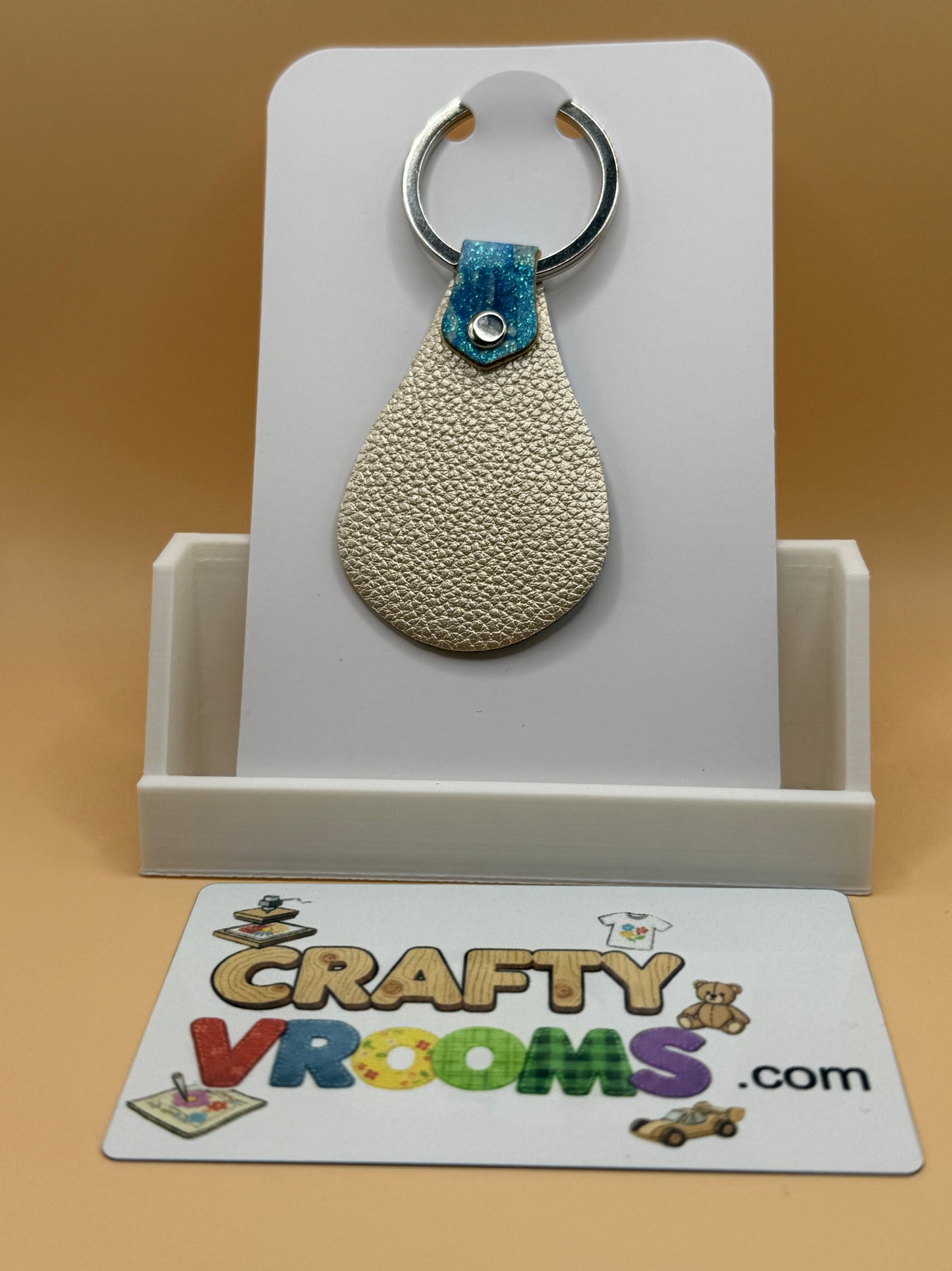 Leatherette keyholder - blue patchwork