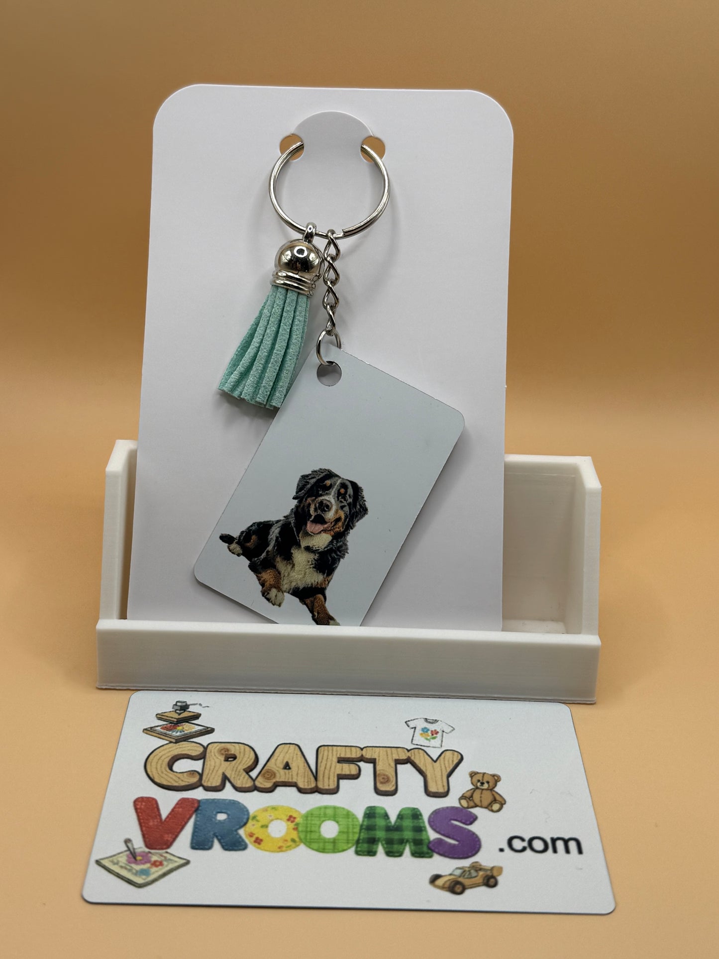 Rectangle keychain w/tassel - Bernese Mountain