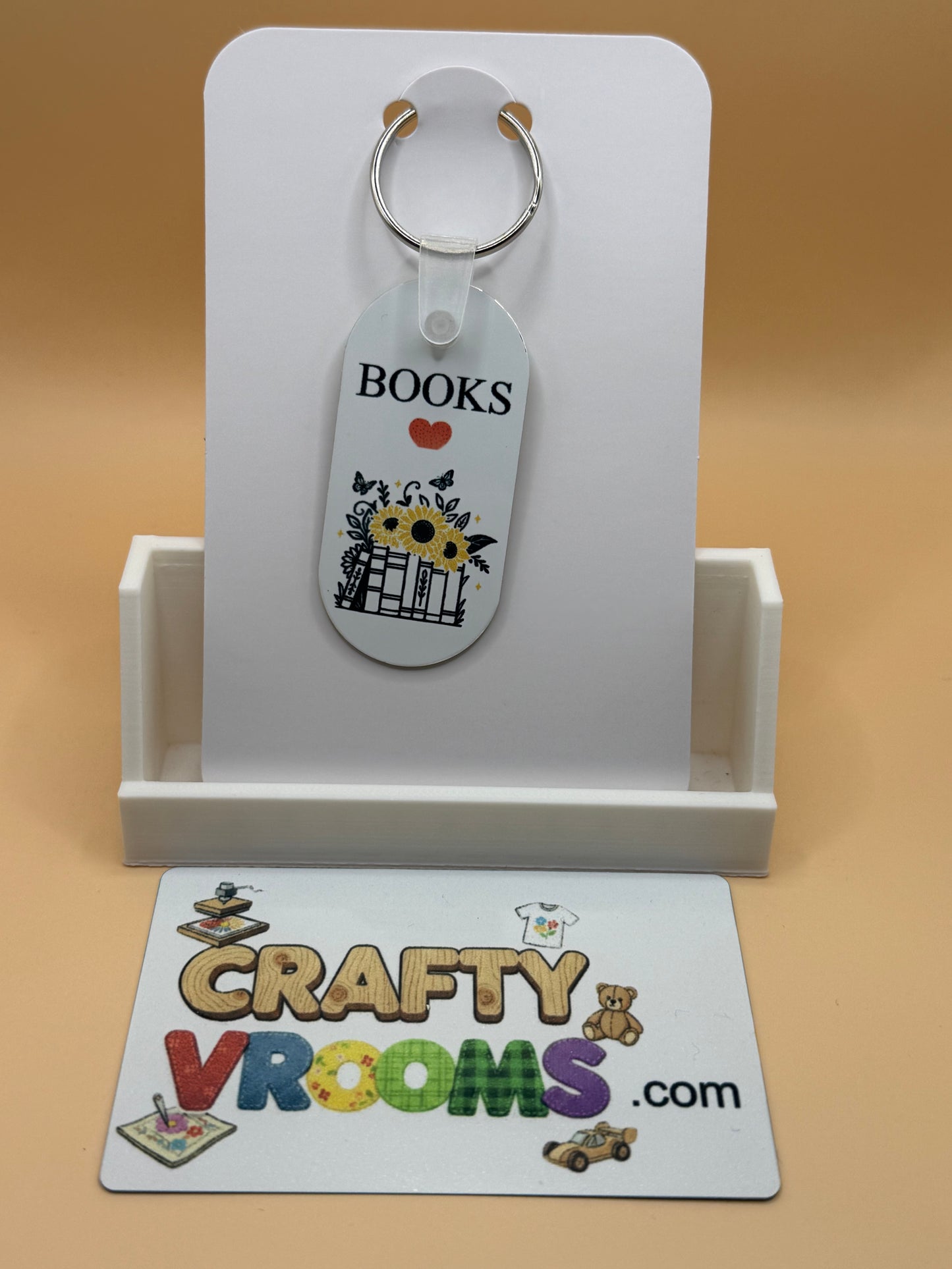 Oval keychain - Book lover sunflower