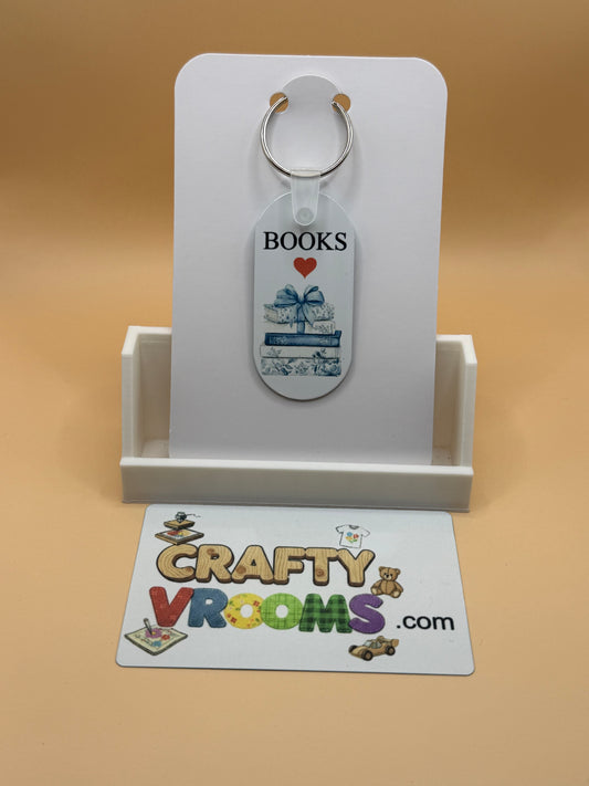 Oval keychain - Book lover blue vintage