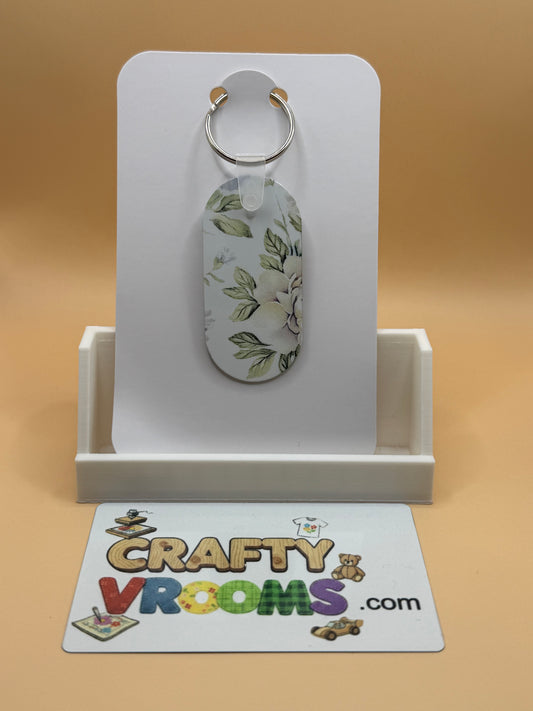 Oval keychain - Floral beach rose