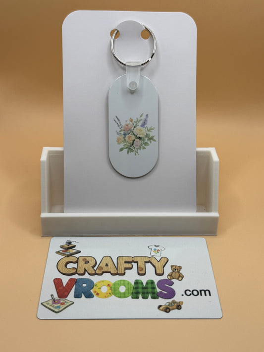 Oval keychain - Floral pastel bouquet