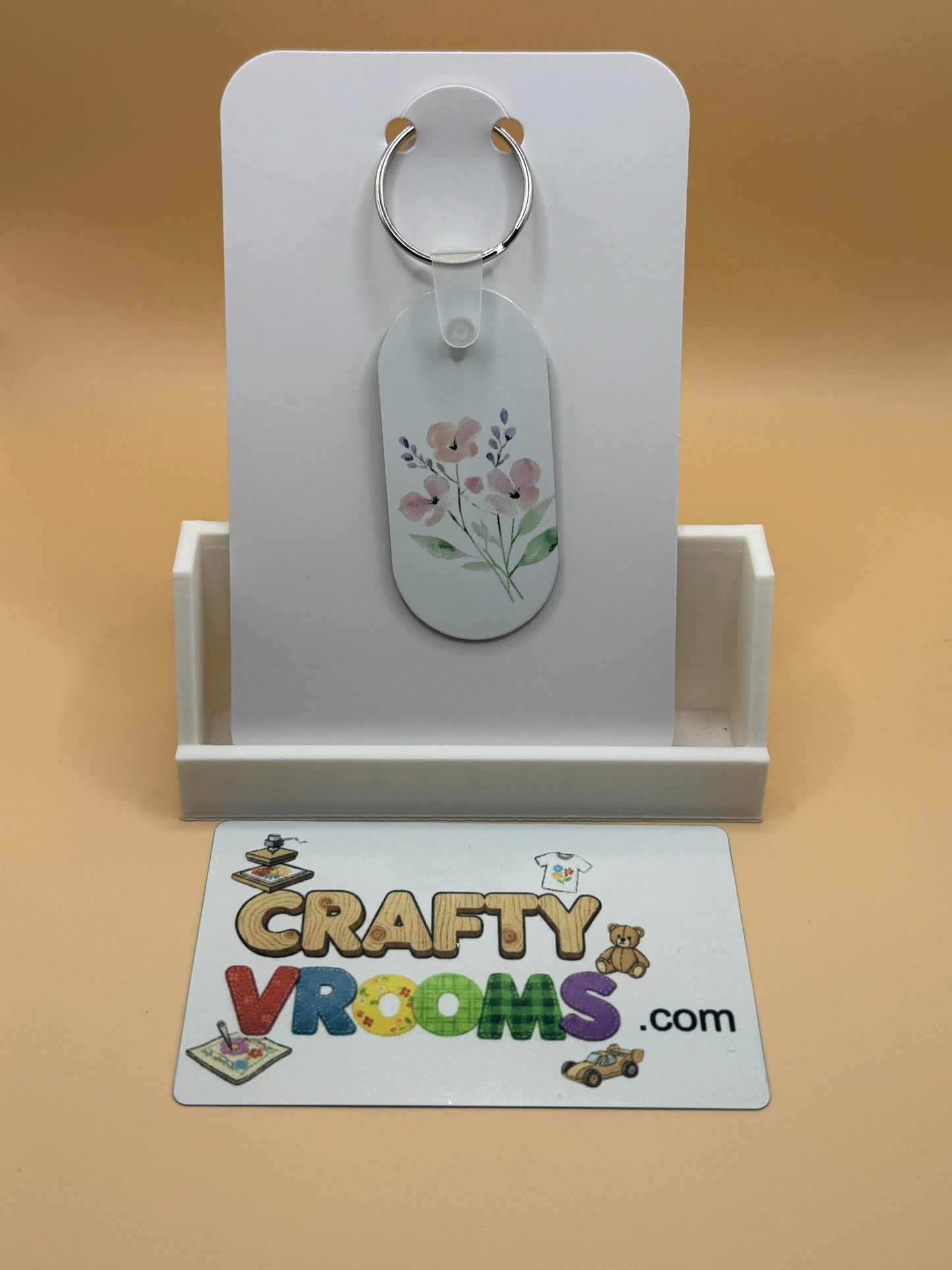 Oval keychain - Floral pink bouquet