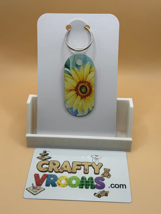 Oval keychain - Floral sunflower