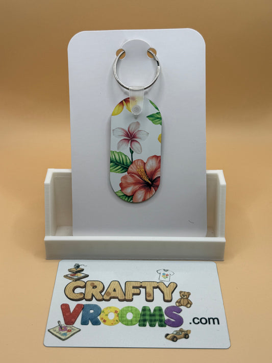 Oval keychain - Floral tropical