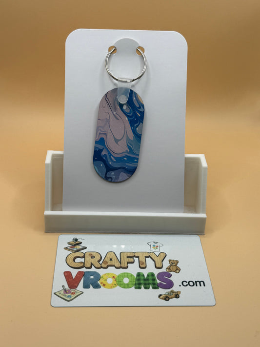 Oval keychain - Abstract blue/pink