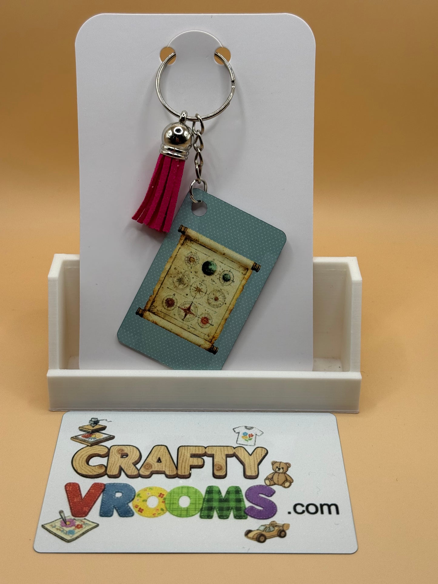 Rectangle keychain w/tassel - Academia planetary