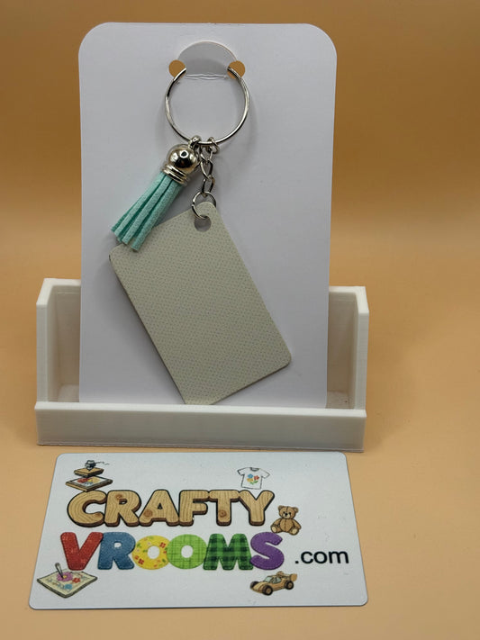 Rectangle keychain w/tassel - Academia owl