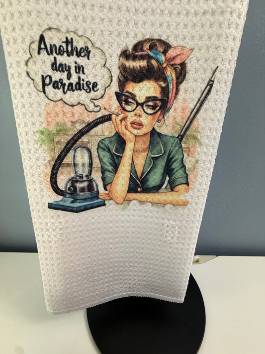 Another day in paradise kitchen towels